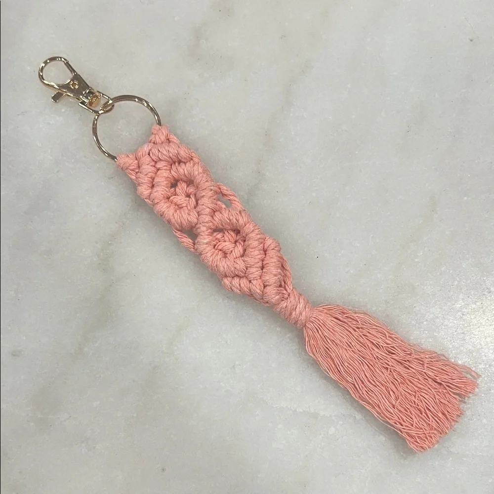 Elegant Pink Macrame Key Holder